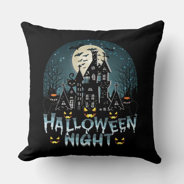 Almofada Casa Assombrada, Noite Assustadora do Halloween (Frente)
