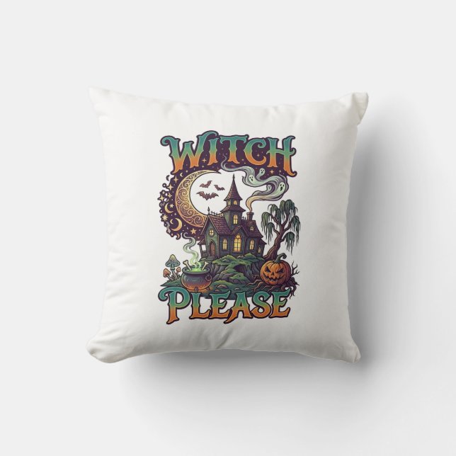 Almofada Casa Assombrada Witch Please Cauldron Lua Crescent (Frente)