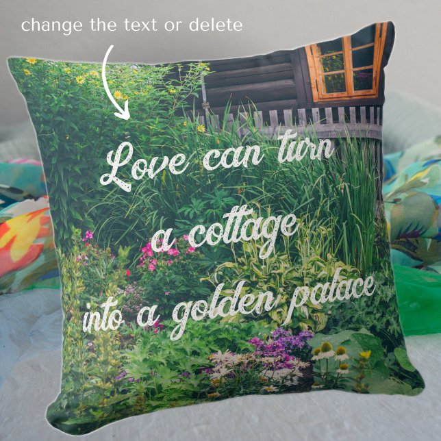 Almofada Casa de campo com jardim colorido (Criador carregado)