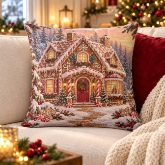 Almofada Casa de Pão de Mel Aconchegante Natal Magia