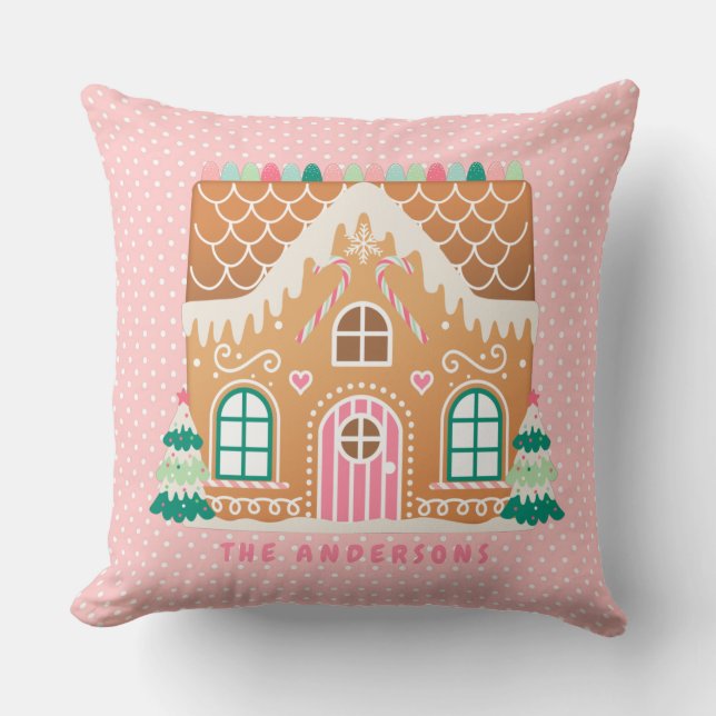 Almofada Casa de Pão Rosa | Personalizado (Frente)