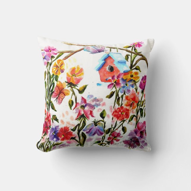 ALMOFADA CASA DE PÁSSAROS VERMELHOS (Frente)