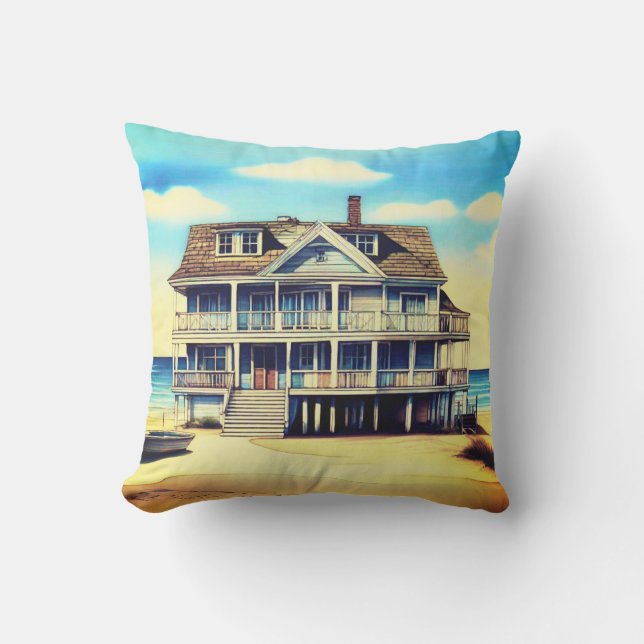 Almofada Casa de Praia na Areia (Frente)