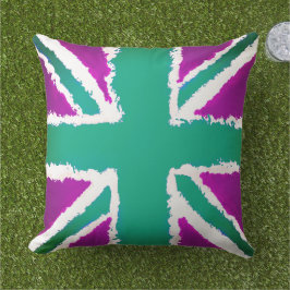 Almofada Casa do Jardim dos Tones Verdes Roxos Union Jack A