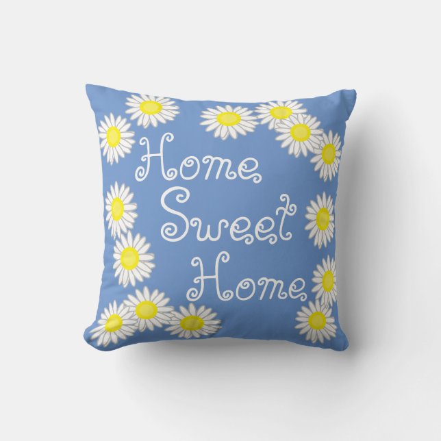 Almofada Casa doce Daisy Blue White e Amarelo (Frente)