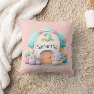 Almofada Casa pequena com dragão e menina NAME