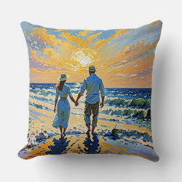 Almofada Casal apaixonado na praia - Travesseiro decorativo