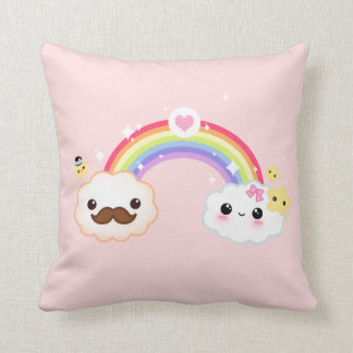 Almofada Casal da nuvem de Kawaii com arco-íris e estrelas