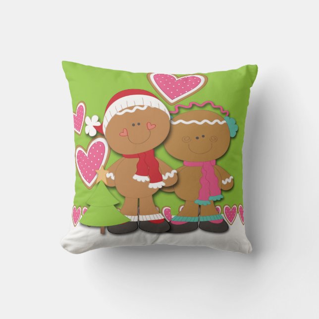 Almofada Casal de Biscoito Gingerbird Natal (Frente)
