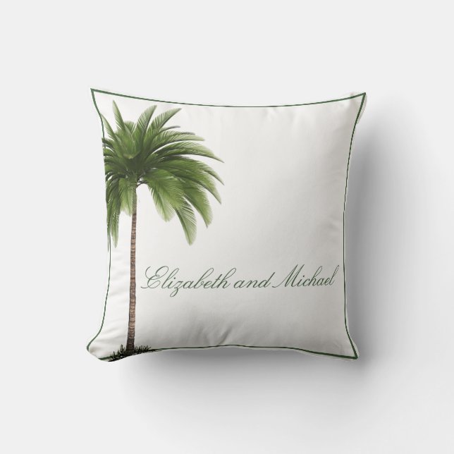 Almofada Casal Elegante Tropical de Palm Tree Vintage (Frente)
