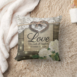 Almofada Casal Ferradura Coração Lace Hydrangea Casamento d