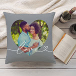 Almofada Casal Foto Roteiro de Amor Cinza Coração<br><div class="desc">O cinza clássico fornece um pano de fundo neutro e versátil para este travesseiro personalizado romântico que apresenta uma moldura de foto em forma de coração e um roteiro de amor fluindo com um acento de coração. Envie sua própria foto de casal para criar um objeto de recordação atemporal que...</div>