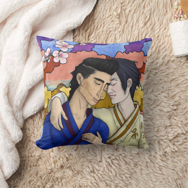Almofada Casal gay no estilo da arte ukiyo-e japonesa (Cobertor)