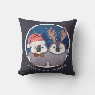Almofada Casal Pinguim Bonito Natal