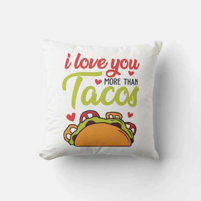 Almofada Casal Presente Eu Te Amo Mais Do Que Tacos (Frente)