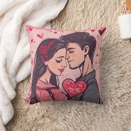 Almofada Casal Romântico Travesseiro decorativo de Aquarela