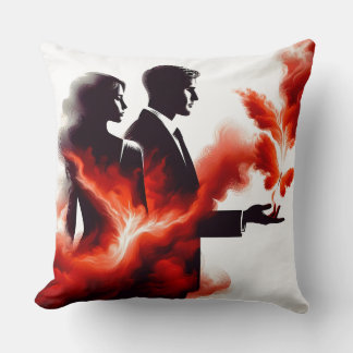 Almofada Casal Silhueta Paixão Ardente - Chama Surreal Ar