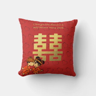 Almofada Casal Tradicional de Casamento Chinês Personalizad