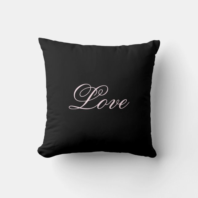 Almofada Casamento Amor Tendência Caligrafia Script Preto (Frente)