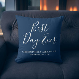Almofada Casamento Azul Rosa Marinho no Melhor Dia
