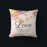 Almofada Casamento Botânico das Flores de Aquarela Colorida<br><div class="desc">Modelos de Travesseiro decorativo de chá de casamento - Flores de Aquarela Coloridas Elegantes e Script Manuscrito em Plano de Fundo de Abertura de Aquarela. Um Design perfeito para o seu grande dia. Todo estilo de texto,  cores,  tamanhos podem ser modificados para ajustado das suas necessidades!</div>