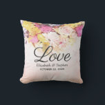 Almofada Casamento Botânico das Flores de Aquarela Colorida<br><div class="desc">Modelos de Travesseiro decorativo de chá de casamento - Flores de Aquarela Coloridas Elegantes e Script Manuscrito em Plano de Fundo de Abertura de Aquarela. Um Design perfeito para o seu grande dia. Todo estilo de texto,  cores,  tamanhos podem ser modificados para ajustado das suas necessidades!</div>