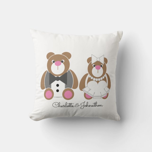 Almofada Casamento branco de ursinho (Frente)