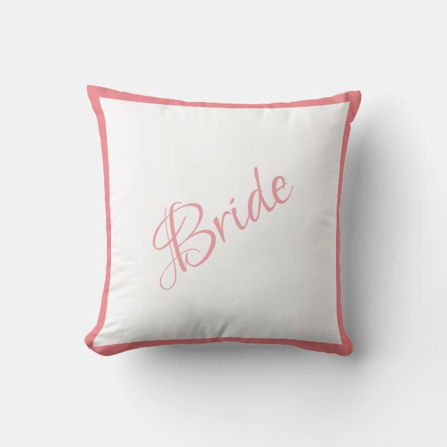 Almofada Casamento Chic com Script Rosa Bride (Frente)