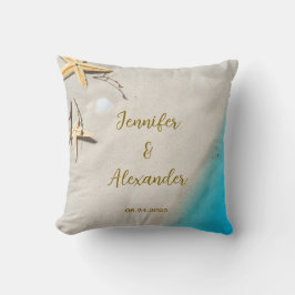 Almofada Casamento de noiva de praia do oceano tropical