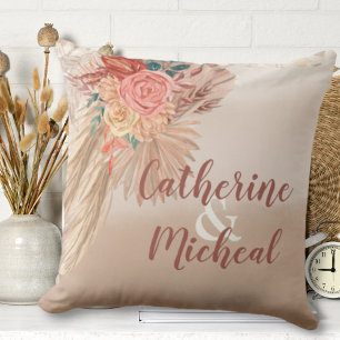 Almofada Casamento de Pampas Grass Floral Terracotta Boho S