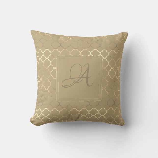Almofada Casamento de recém-casados com Quatrefoil Monogram (Frente)