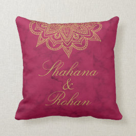 Almofada Casamento Dourado de Cores do Burgundy Marble, Est