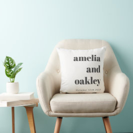 Almofada Casamento Minimalista Preto Branco Retro Personali