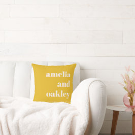 Almofada Casamento Personalizado Amarelo Retro Minimalista 