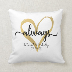 Almofada Casamento Personalizado do Coração Sempre Dourad