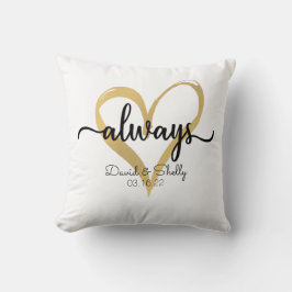 Almofada Casamento Personalizado do Coração Sempre Dourado