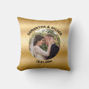 Almofada Casamento Personalizado   Fundo Dourado Brilhante