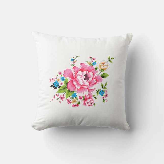 Almofada Casamento Pink Peony bando de flores (Frente)