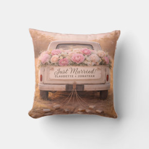 Almofada Casamento Recém-Casados Caminhão Vintage Floral Ro