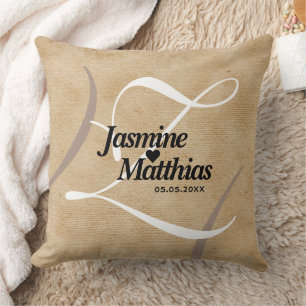 Almofada Casamento Rustic Elegant Vintage Monograma Burlap