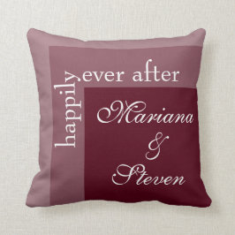 Almofada Casamento Simples de Script Chic Moderno Burgundy