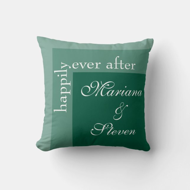 Almofada Casamento Simples de Script Emerald Green (Frente)