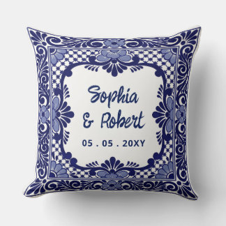 Almofada Casamento Talavera Azul Mexicano