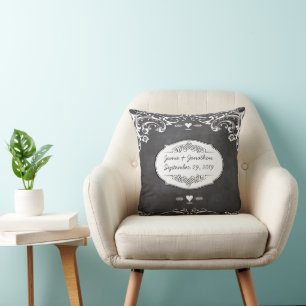 Almofada Casamentos com Tipografia de Quadro Negro