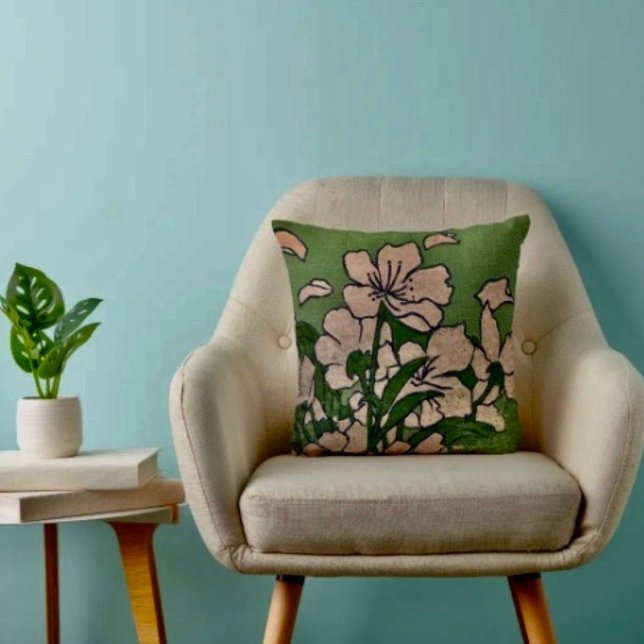 Almofada Cascata de Flores Cor-de-Rosa (Criador carregado)