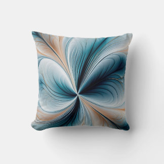 Almofada Cascata Floral - Fluxo Abstrato em Teal Suave e Do