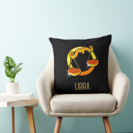 Almofada Castanho e dourado - Sinal zodiano de Libra preto
