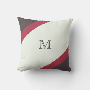 Almofada Castanho e Vermelho Modernos, Monogramados, Striqu