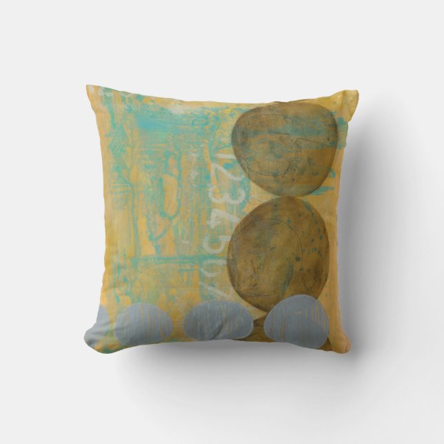 Almofada Castanho Escuro e Círculos de Cinza com Números (Frente)