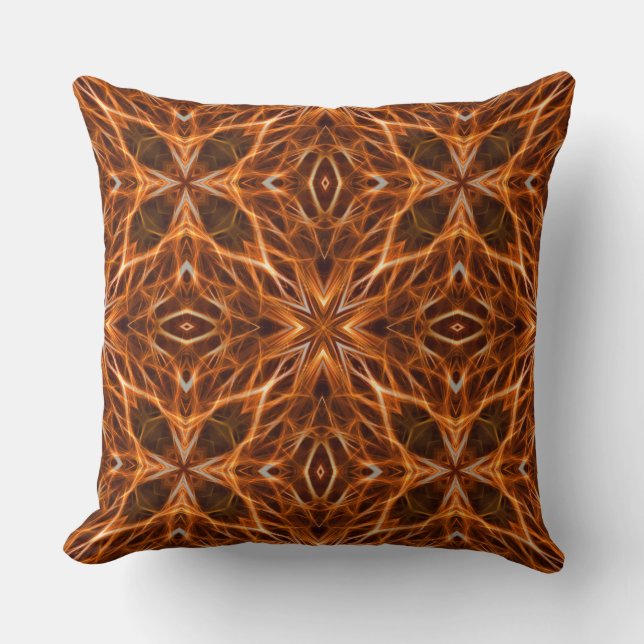 Almofada Castanho Kaleidoscope Mandala Padrão (Frente)